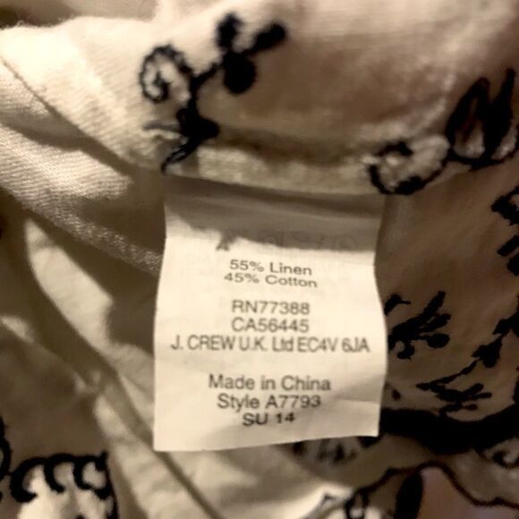 J.Crew Navy Embroidered Scalloped hem Dress Size 0 - Picture 13 of 13